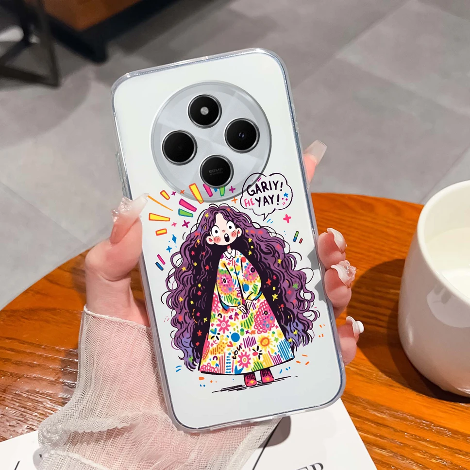 Cute Healing Pattern Clear Soft TPU Silicone Shockproof Phone Case