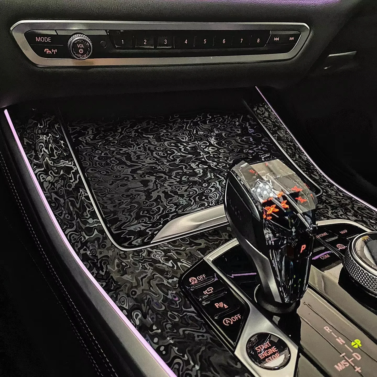 Glossy Black Cosmic Hex Forged Carbon Fiber Vinyl Wrap for Vehicle Accessories