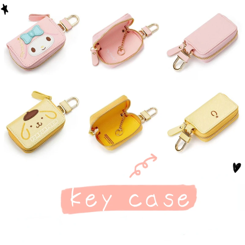 New Sanrio Key Case PU Zipper Cartoon Car Key Case Cunnamoroll Kuromi