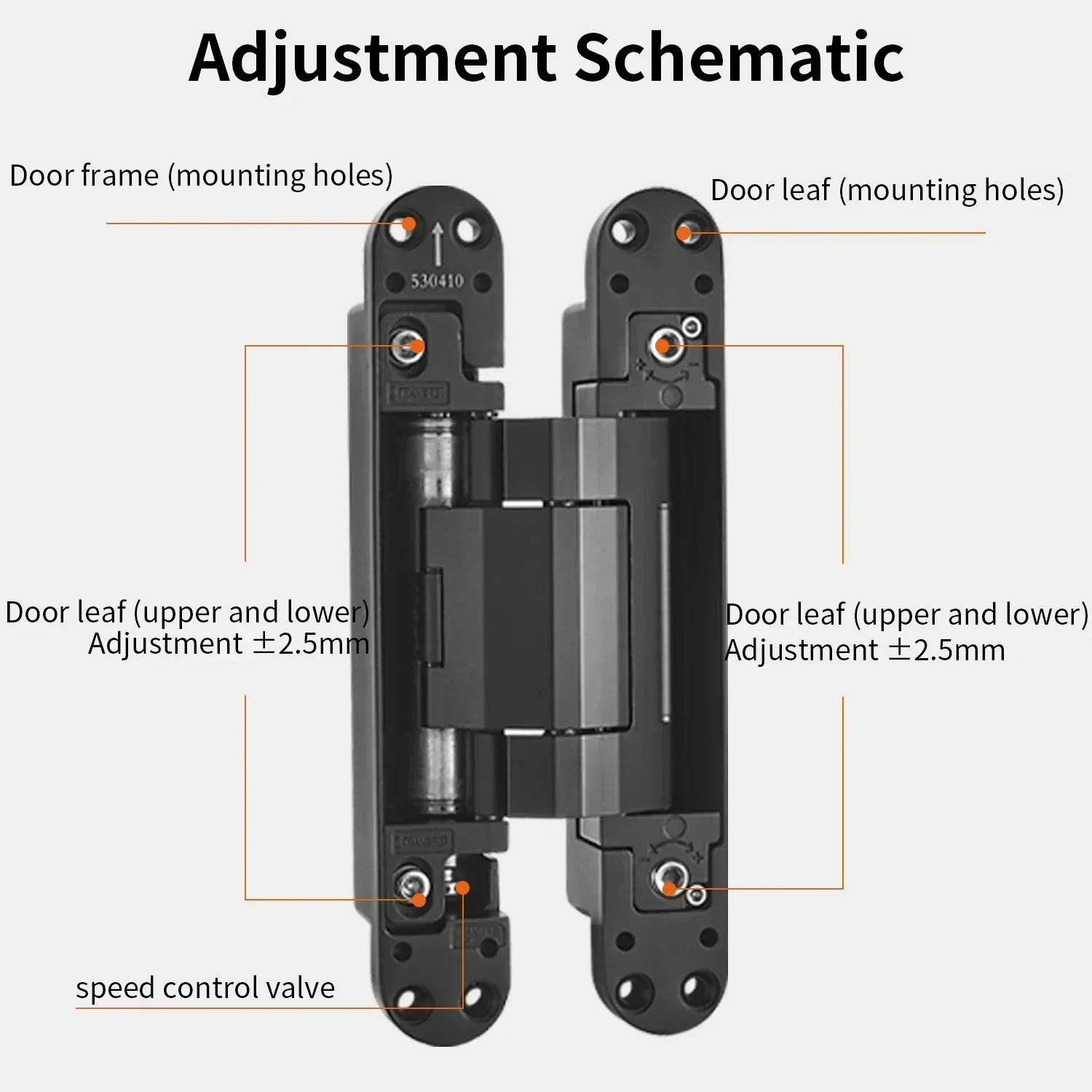 DOOROOM Invisible Hydraulic Hinge Concealed Hidden 180 Degree Swing Hinge Door Close Bearing 100KG Kitchen Cabinet Storage