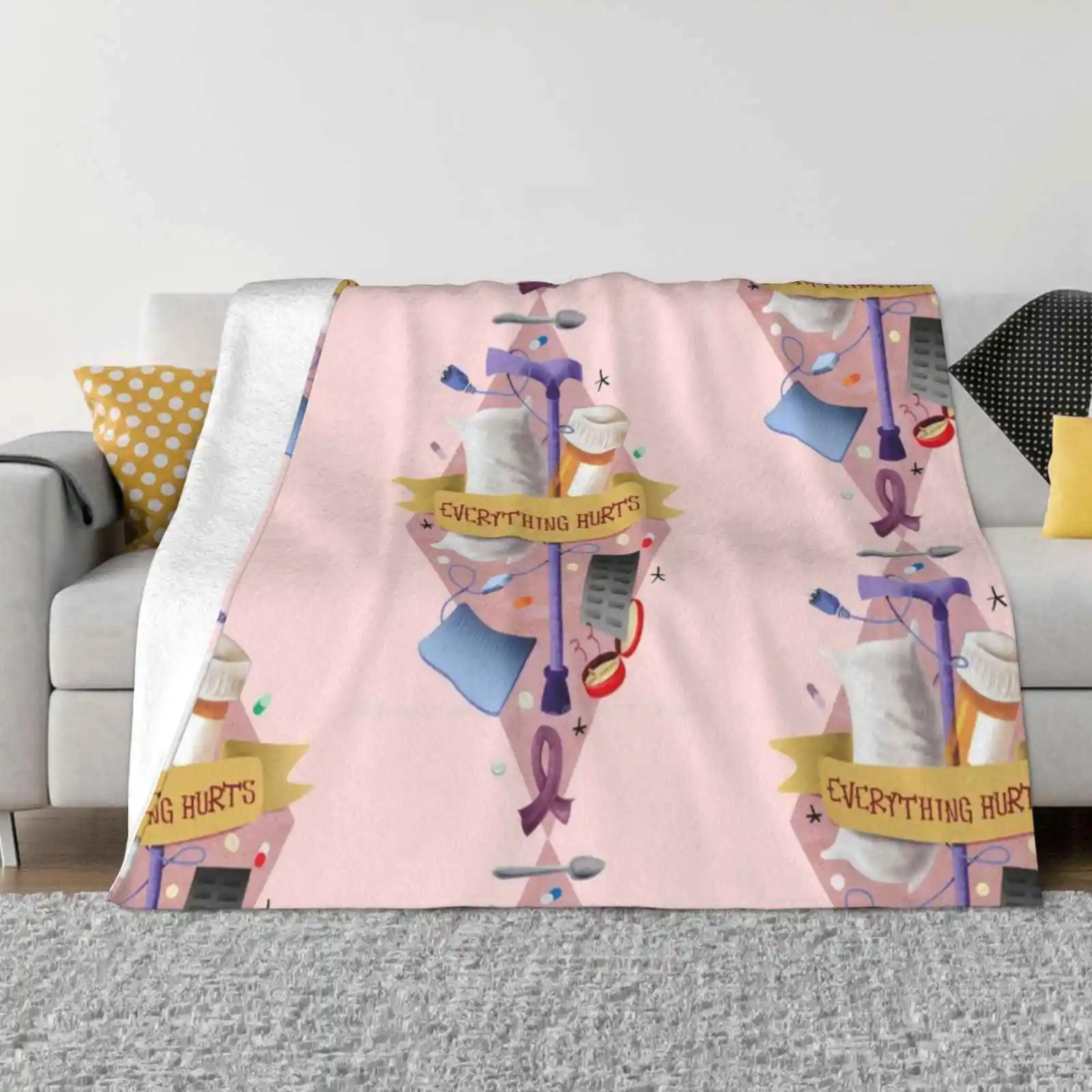 

Everything Hurts-Spoonie Design New Print Novelty Fashion Soft Warm Blanket Spoonie Fibromyalgia Fibromialgia Chronic Illness