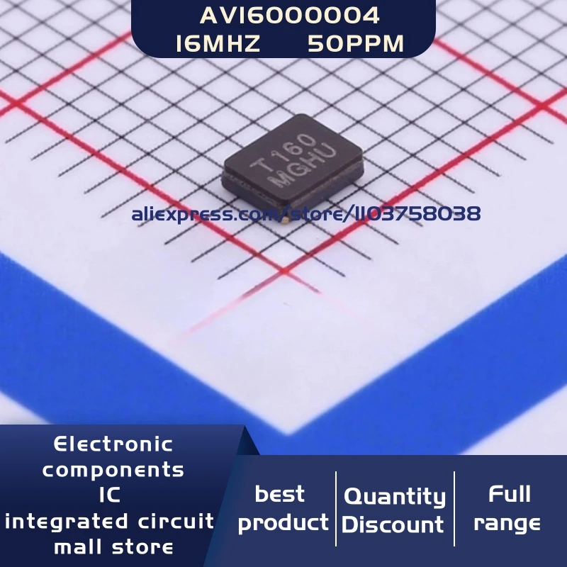 50개/묶음 AV16000004 16MHZ ±50ppm 9pF 3225 4P 크리스탈 오실레..
