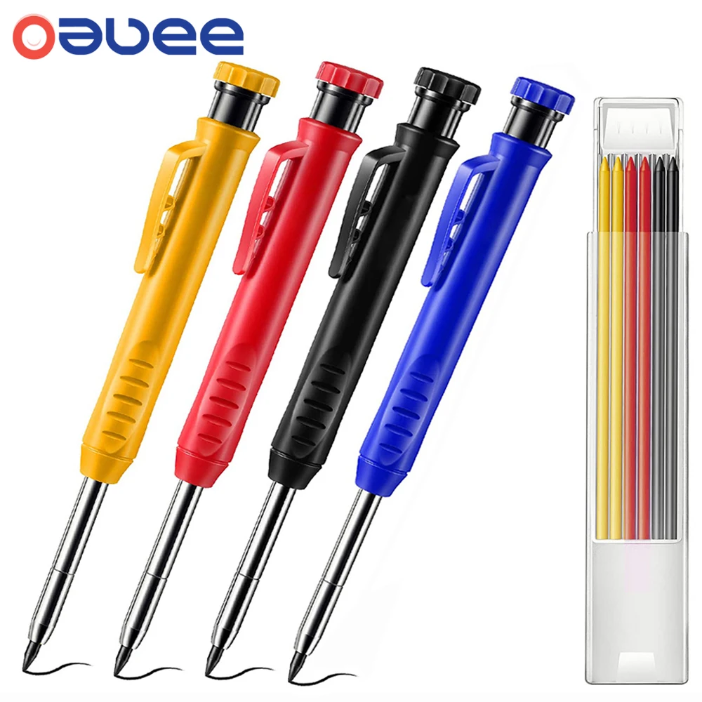 Solid Carpenter Pencil Set Woodworking Mechanical Pencil 3 Colors