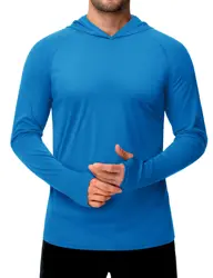 Men's Long Sleeve Sun Protection Hoodie - Breathable, Lightweight, Quick-Dry T-Shirt - CN 3XL(US 2XL) (Blue Green)