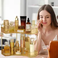 Corner Bathroom Counter Organizer Bathroom Countertop Shelf Makeup Storage Holder for Vanity Perfume Tray for Corner Storage 2