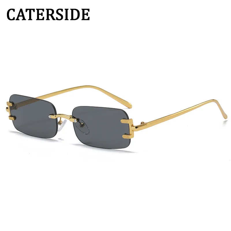 

CATERSIDE Small Frame Rimless Sunglasses Women 2023 Metal Rectangle Sun Glasses for Men UV400 Frameless Gradient Eyewear Uv400