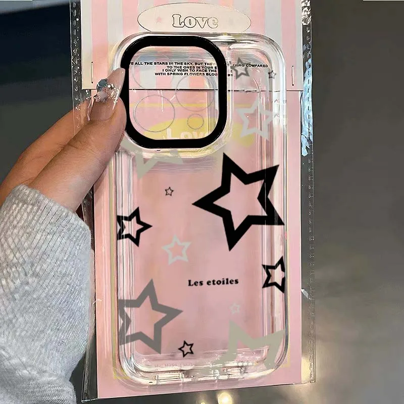 Sleek Black and Gray Star Design Protective Phone Case