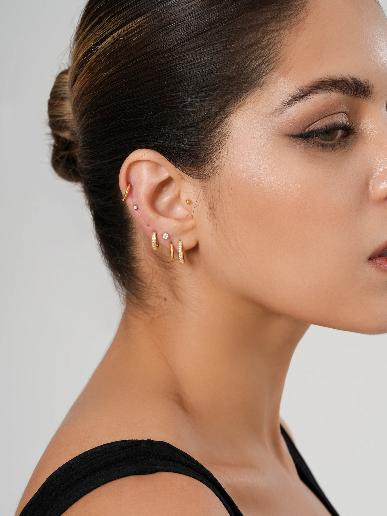 Hoop Earrings 10 Pairs Small Gold Hoop Stud Earrings for Women 18K Gold Plated Tiny Stainless Steel Earrings Sets for Multiple Piercing