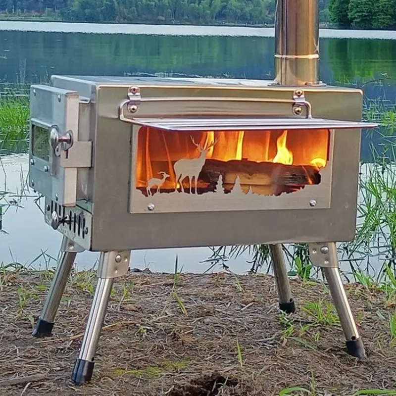 Camping Hot Tent Stove With Chimney Portable Wood Stove Folding Firewood  Furnace Multi Function Picnic Cooking Stove New - AliExpress