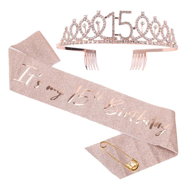 Birthday Sash Tiara Crown Set for Women Girls Sweet 10th 13th 15th 16th 18th 21th 30th 40th Birthday Party Decoration Favor Gift 3