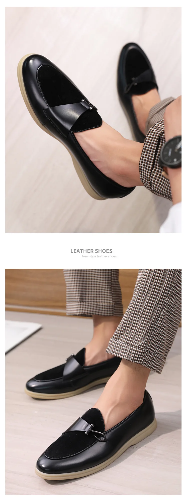 Brand Men's Casual Leather Shoes Mens Fashion Patchwork Party Wedding Loafers Moccasins Men Slip-on Comfortable Driving Flats