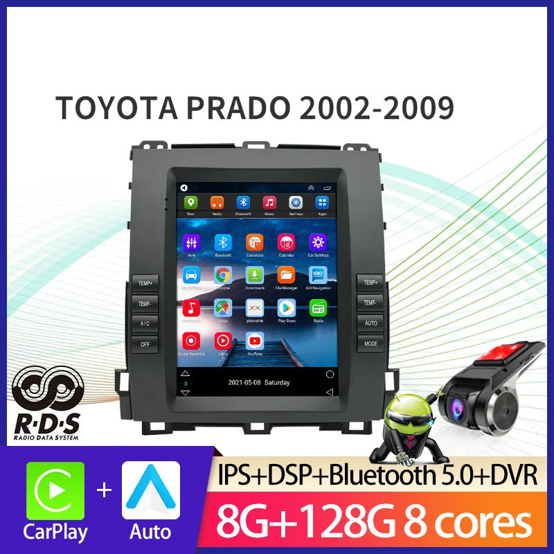

Автомобильный мультимедийный плеер на Android с GPS-навигацией в стиле Тесла для TOYOTA PRADO 2002-2009, автомобильное радио, стерео с BT, Wi-Fi, Mirror Link