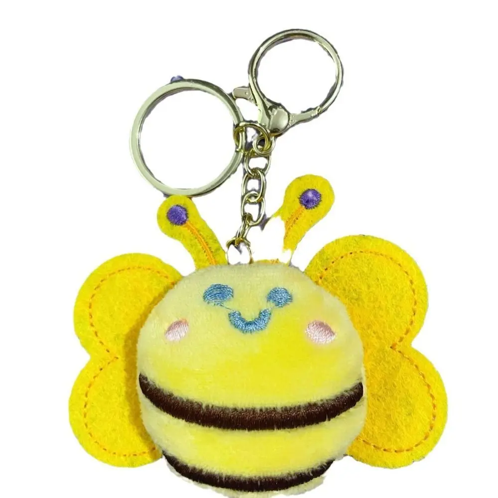 

Stuffed Cotton Bee Plush Keychain Cartoon Funny Plush Animal Bee Keyring Little Bee Shape Creative Bee Plush Brooch Car Keyring