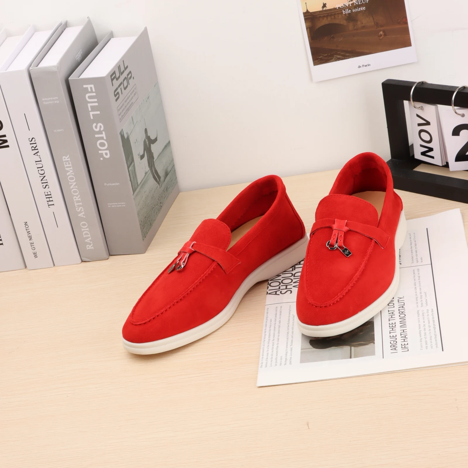 Men's loafers Mules shoes Women's flat shoes Italian luxury brand leather casual comfort metal buckle logo casual shoes