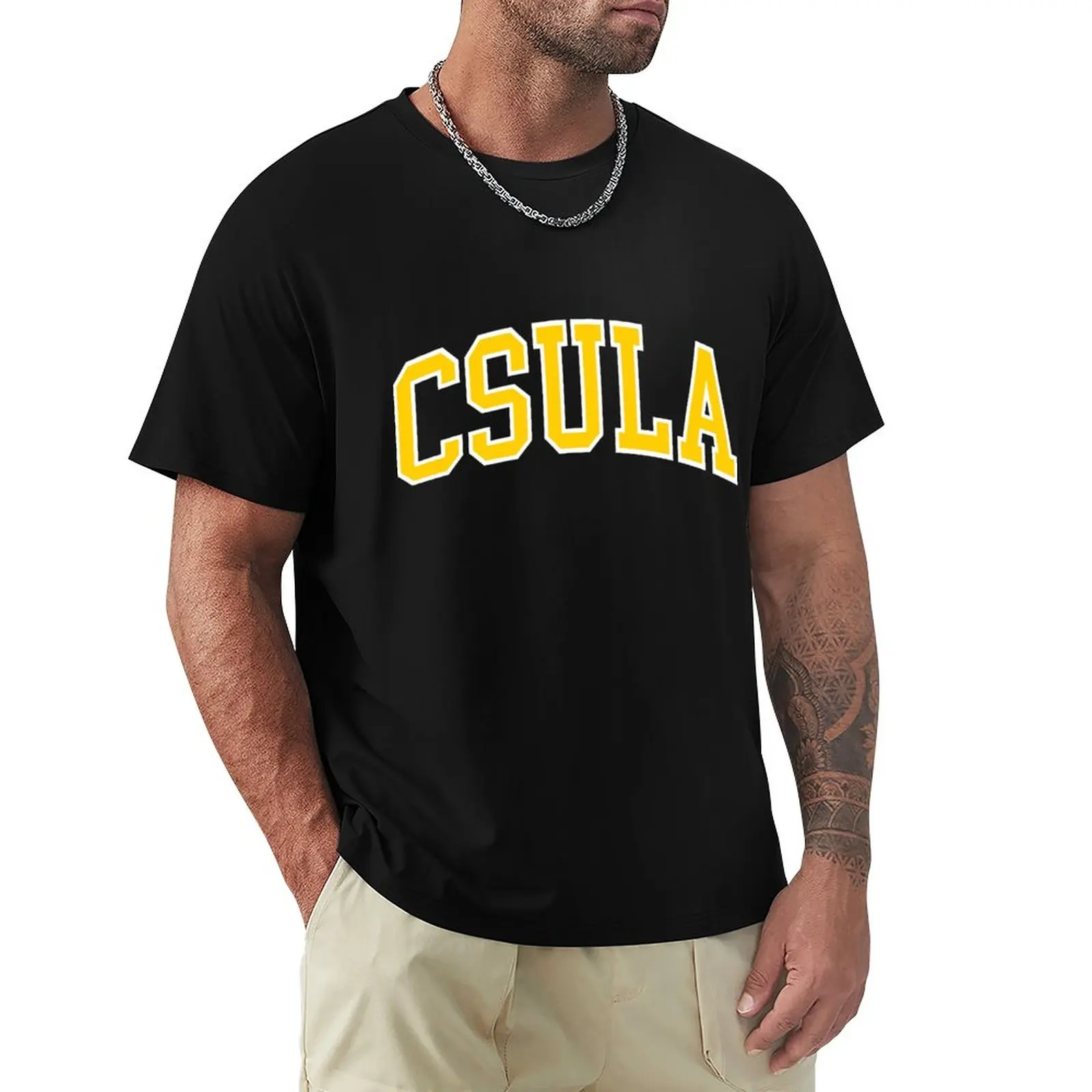 

csula- college font curved T-Shirt new edition sports fans mens graphic t-shirts anime