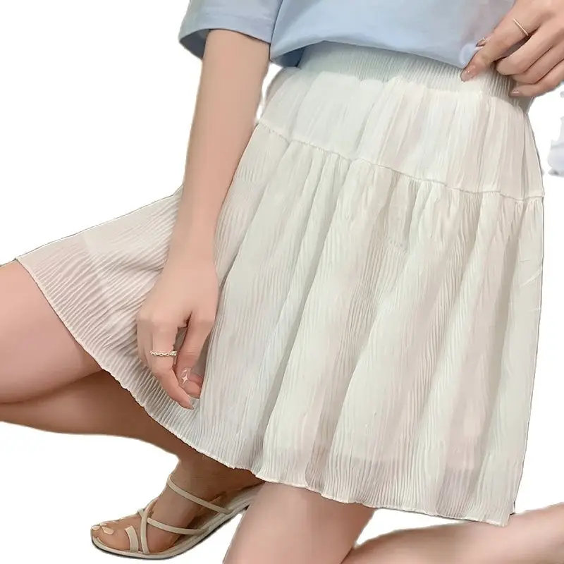 

Chiffon Pleated High Waist Girls Skirt Summer Fashion