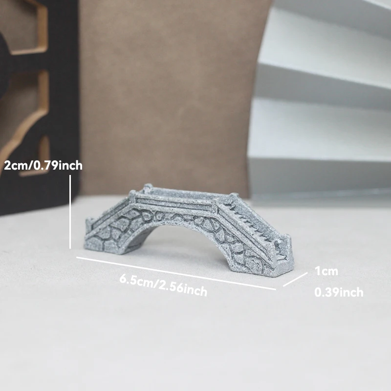 Miniature Sandstone Bridge Figurine for Decorative Landscaping and Fairy Gardens