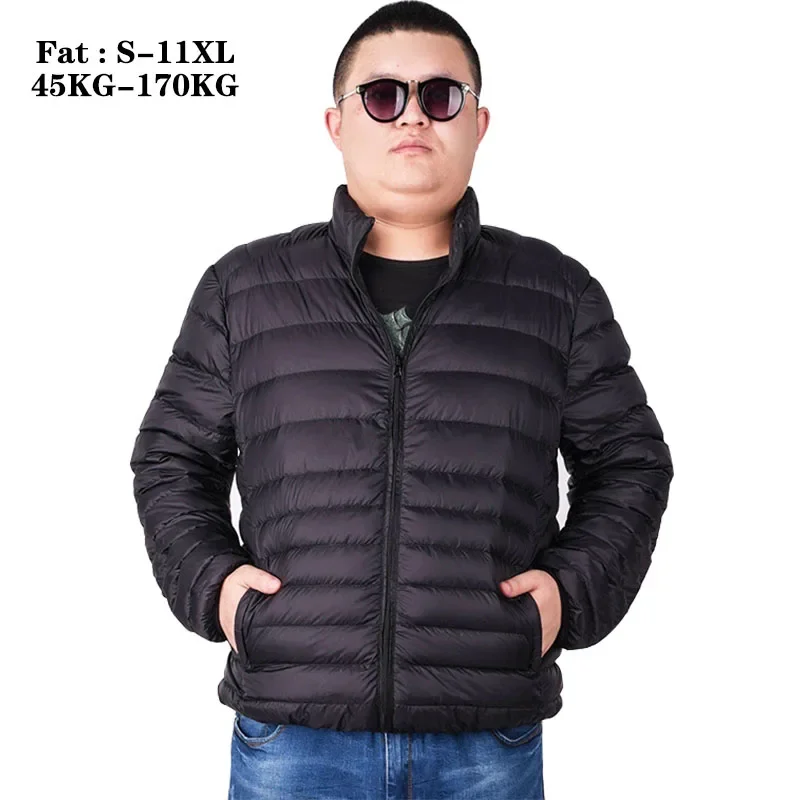 Plus Size 11XL Men's Puffer Jackets Autumn Winter Lightweight Packable White Duck Down Fat Casual Coats Feather Parka down jacket mens jacket