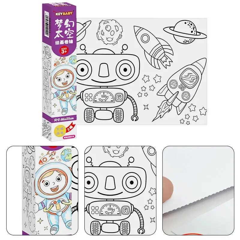 harayaa Rolo de papel para colorir infantil, rolo de papel adesivo para  desenho de arte faça você mesmo, livro de colorir papel para crianças,  pôsteres de colorir, frutas e vegetais