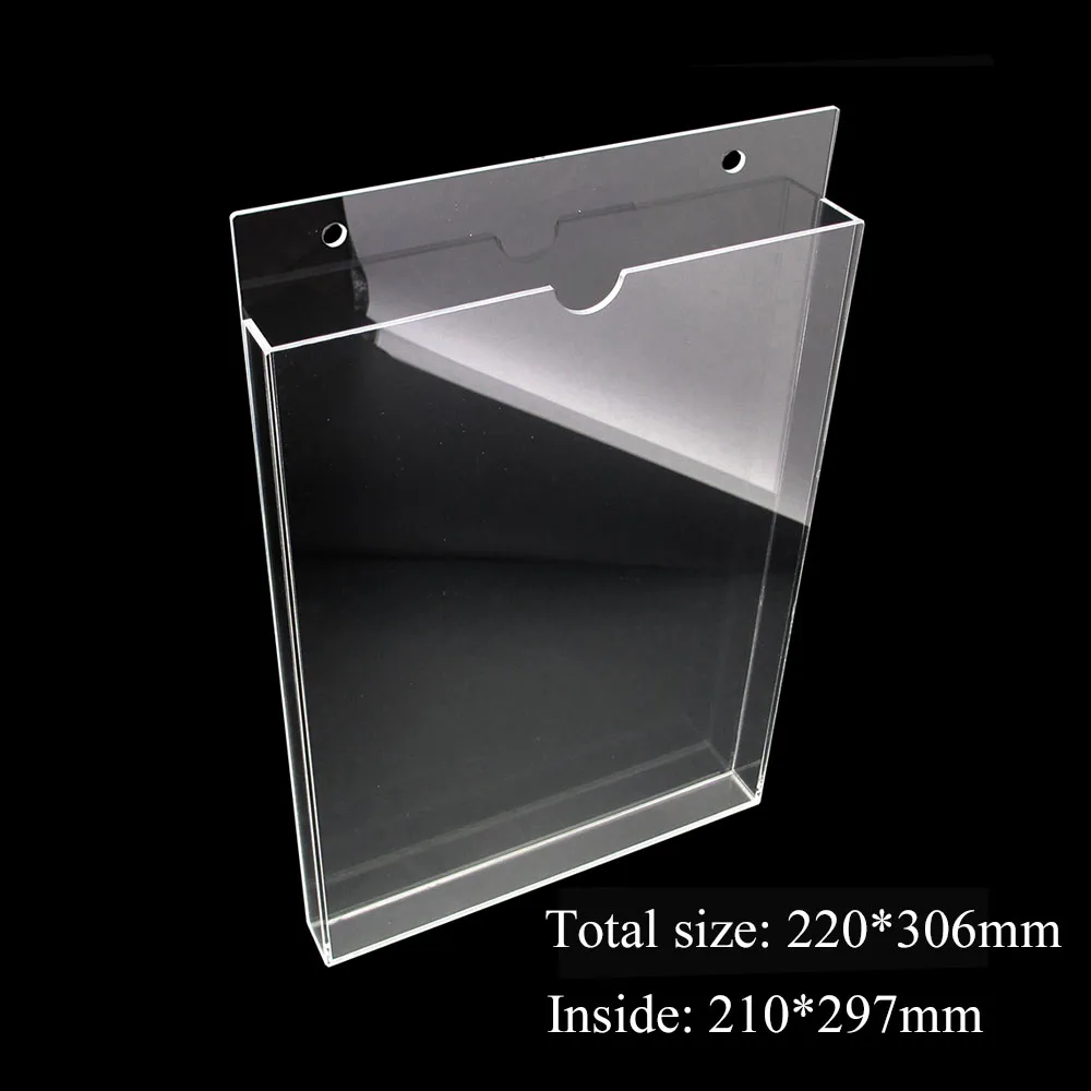 Acrylic Storage Box For A4 Paper Office Data File Card Slot Transparent Plexiglass Book Magazine Display Wall Mounted Holder 2