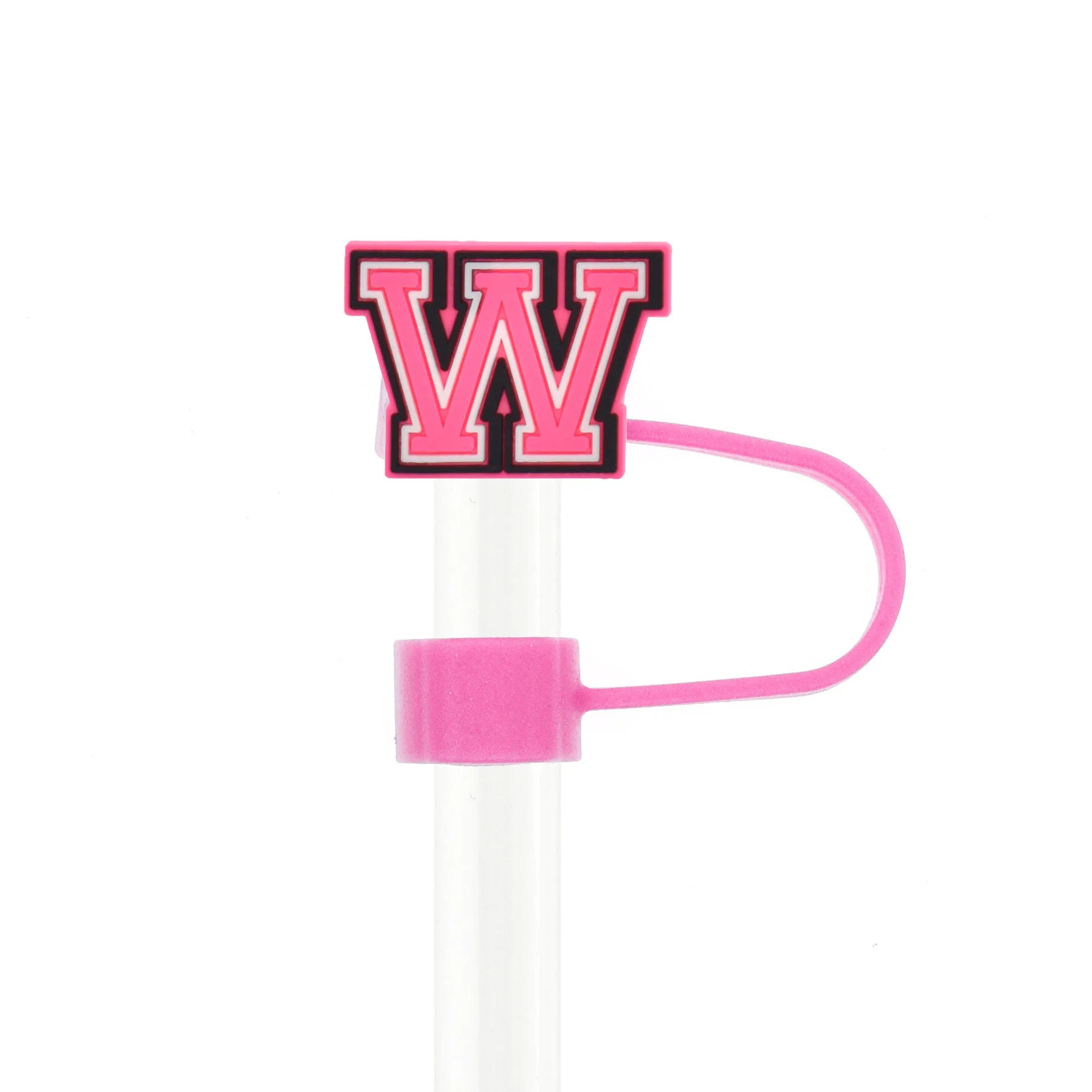 Pink Reusable Straw Cover Cap Set - Splash-Proof Drink Accessory with Charms