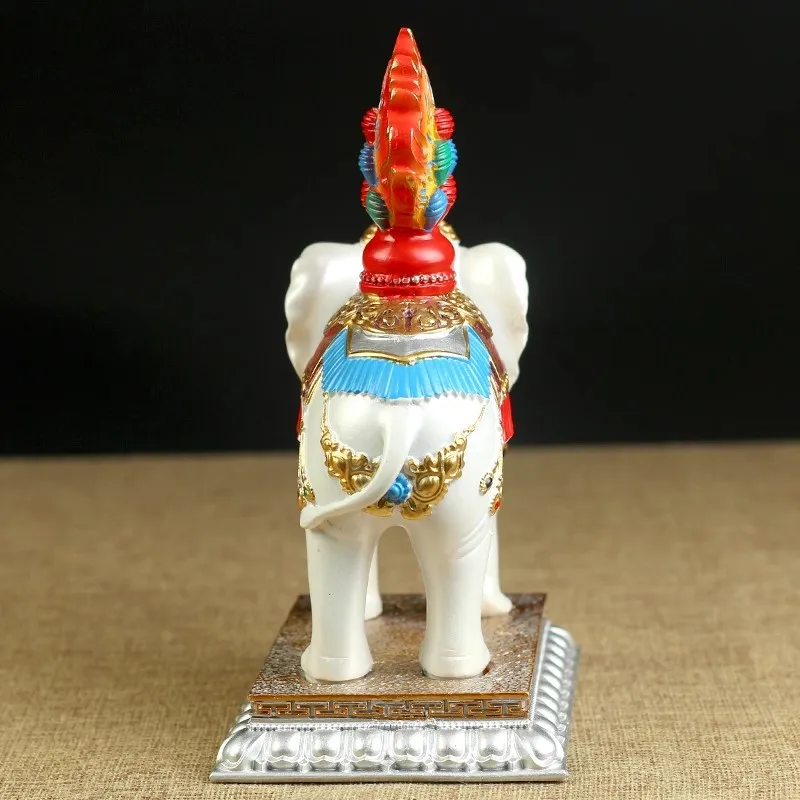 White Resin Auspicious Treasured Elephant Esoteric Buddhist Colored Painted Moni Beads Decorate Putting Crafts  6.69inch