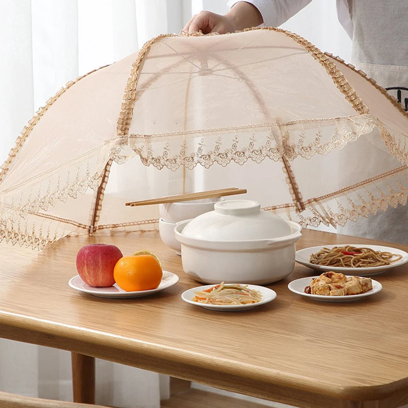 Foldable Breathable Dining Net Cover Dining Table Cover Food Dustproof Insect-proof Vegetable Fruit Umbrella