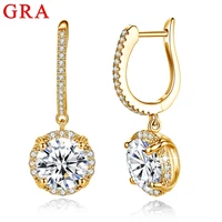 8MM Round Cut Moissanite Drop Earrings Gold D Color VVS1 Wedding Jewelry With Certificate Trendy Luxury Designer Earings 2025