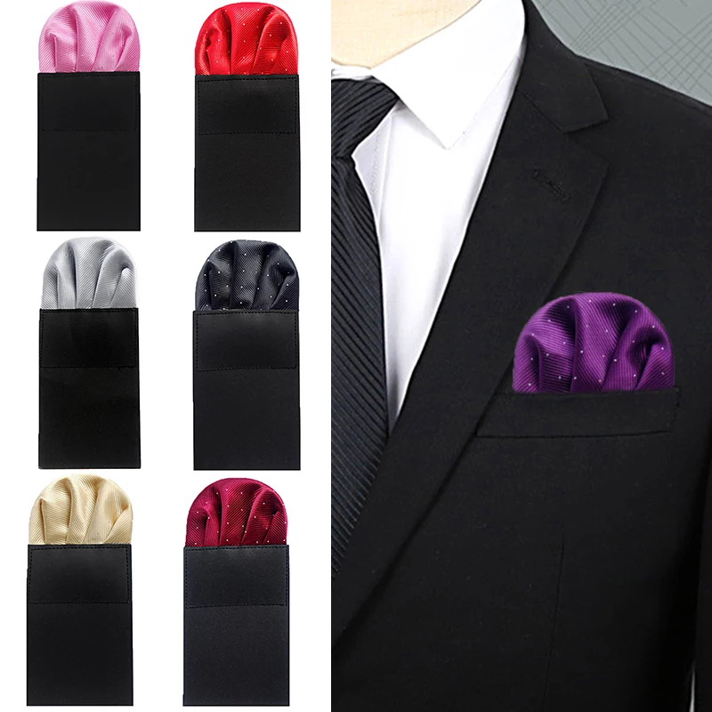 

1pc Fashion Dots Suits Pocket Square For Men Business Chest Hanky Solid Satin Hankies Classic Suit Napkin Handkerchief