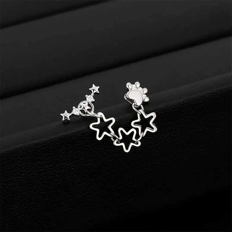 Single Tiny Star Tassel Cat Claw Stud Earrings for Women Simple Fashion Double Ear Hole Mini Earring Party Jewelry