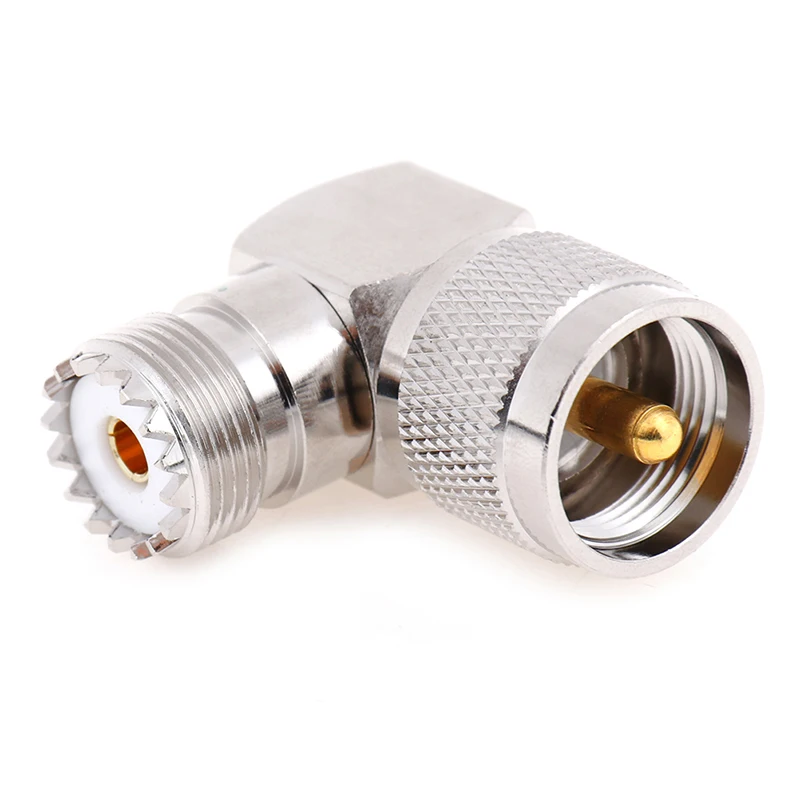 NEW 1 Pc UHF SO-239 Female To UHF PL-259 Male Rht Angle 90 Degree RF Connector Antenna Adapter