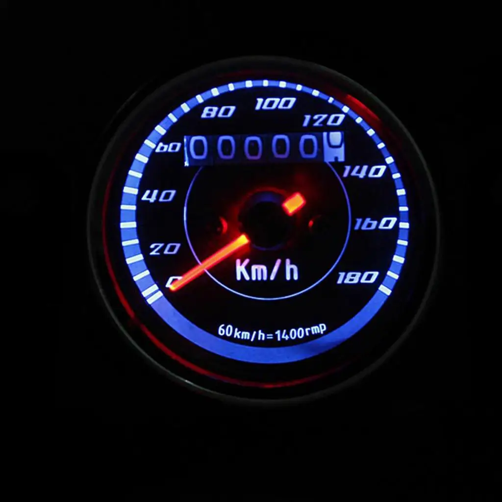 오토바이 카페 레이서 속도계, 주행 거리계 게이지, LED 표시기, 0-180 km/h