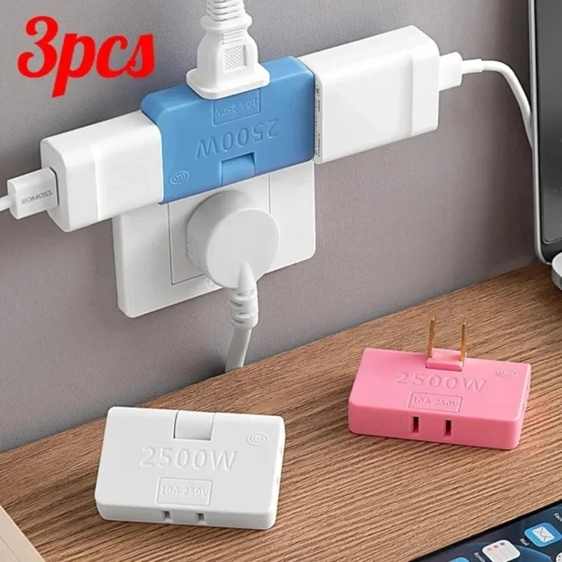 5 Convertitori Presa Multipresa Da Viaggio, 180° Rotanti, 1 A 3 Prese, 110-250V, Ultra Sottili - Rosa/Rosso