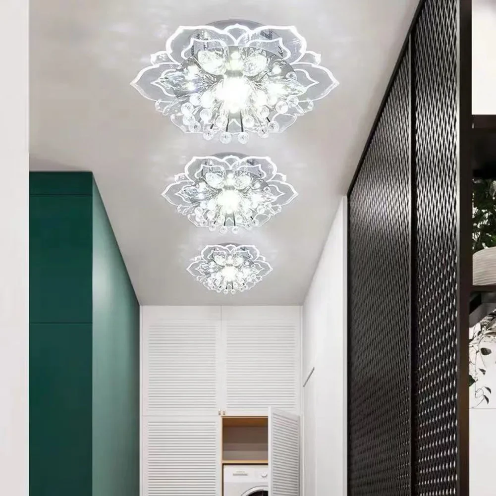 

Crystal Ceiling Fixture Brightness Embedded Porch Light Protect Eyes Ceiling Spotlights Easy Installation for Bedroom Bathroom