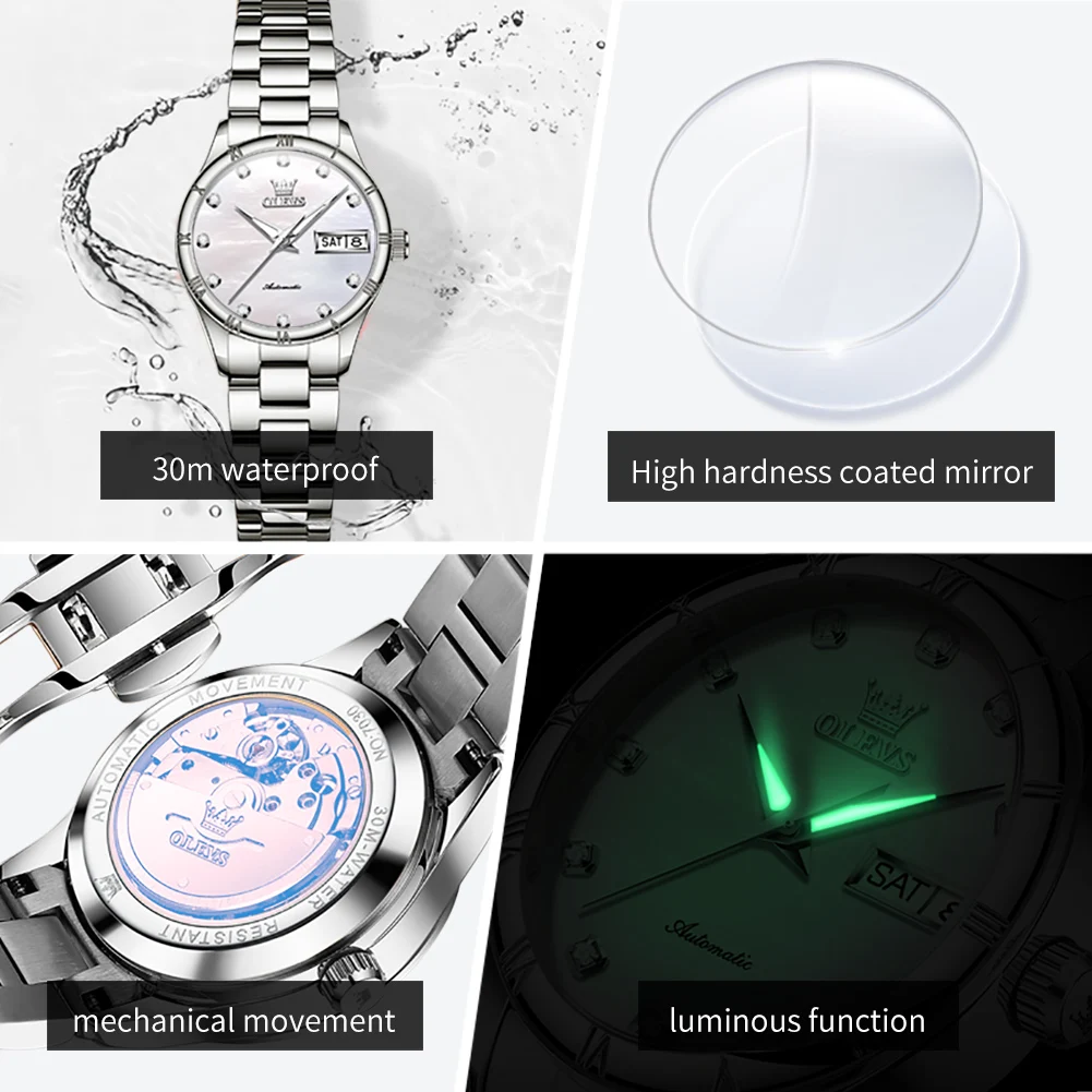 OLEVS Elegant Casual Watch Women Automatic Mechanical Watches For Women Waterproof Fashion Lady Wrist Watch womens watch waterproof wristwatch