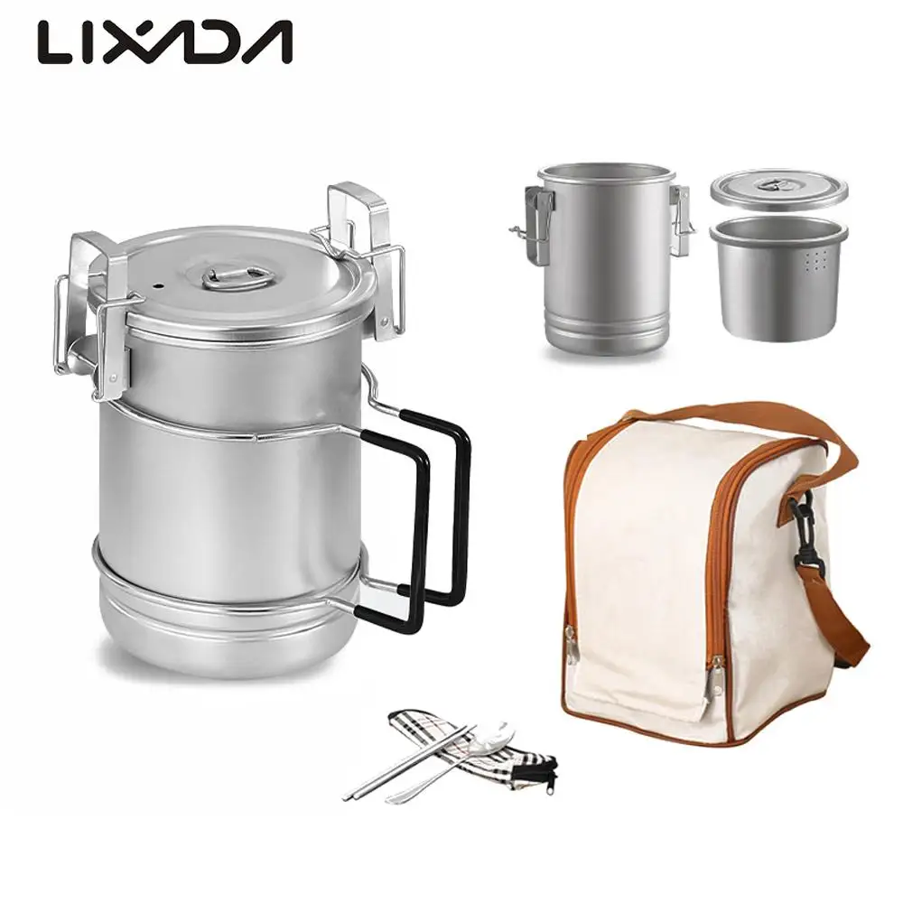 Portable304StainlessSteelCampingCookingPotLargeCapacityMulti