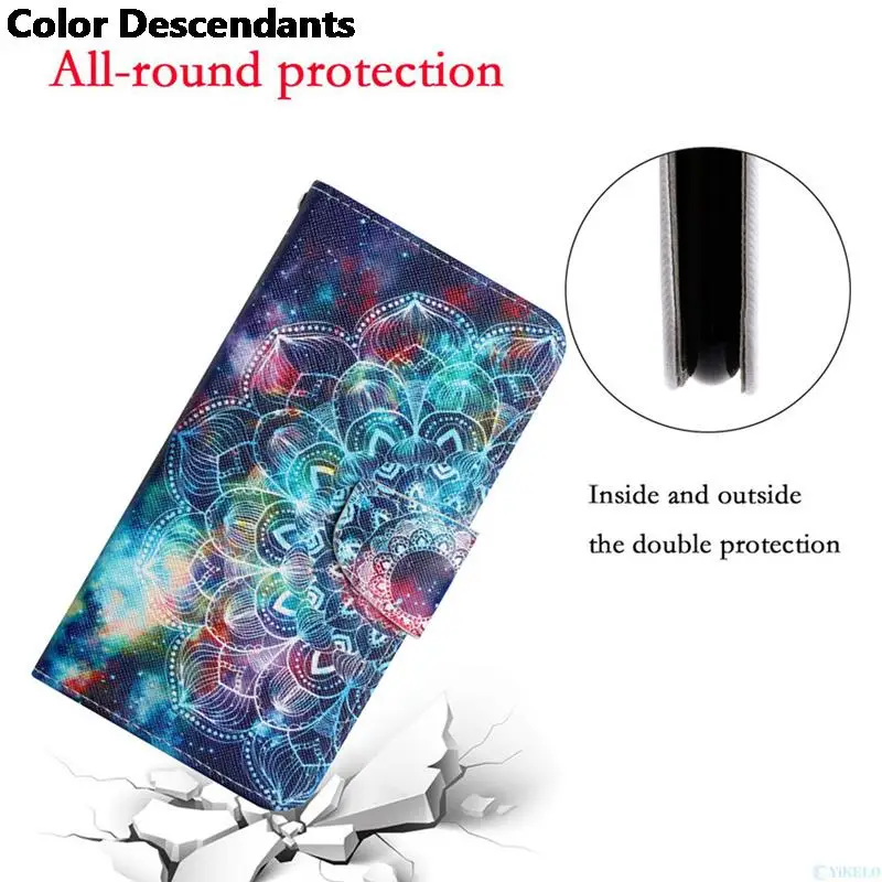 Redmi Note 8 9 Pro 9S 9C 9A 9T 플립 지갑 카드 슬롯 홀더 전화 책 표지 꽃 고양이 용 페인트 가죽 케이스