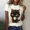 Kawaii Black Cat T-Shirts Animal 3D Print Women Casual O-Neck Short Sleeve T Shirt Harajuku Street Y2k Tees Tops Female Clothing