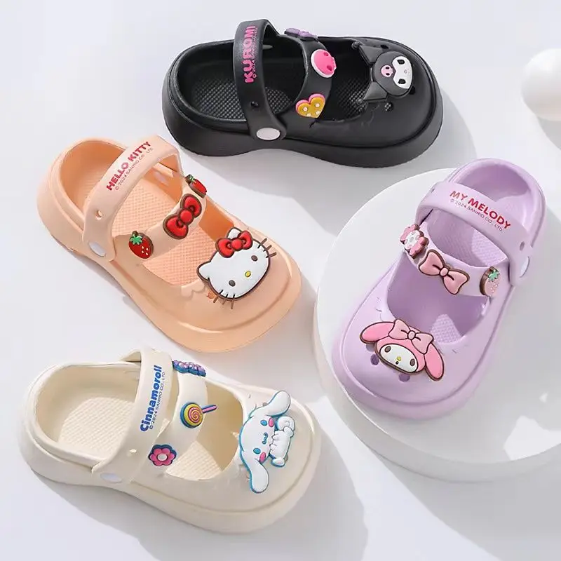 

Sanrio Summer Children Slippers Kuromi My Melody Kawaii Anime Shoes Girl Heart Sweet Cute Babys Soft Anti-Kick Slip-On Kid Gift