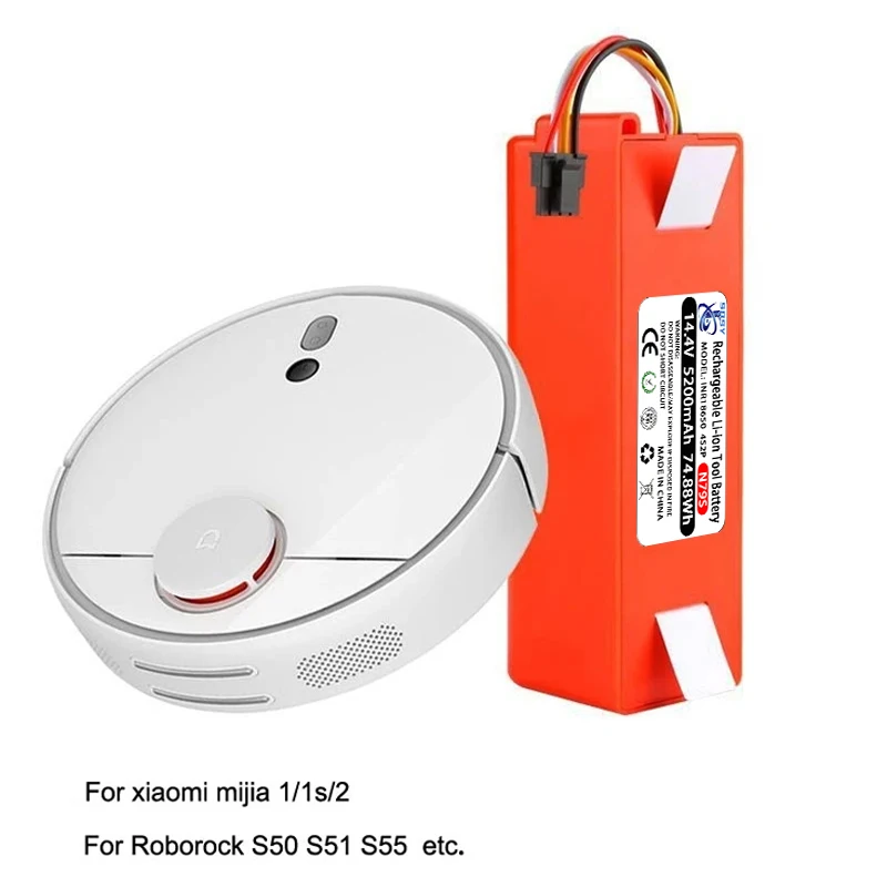 14.4V 5200mAh 6500mAh Li ion Battery Robotic Vacuum Cleaner Replacement