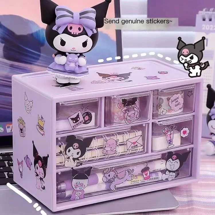Sanrio Multi Layered Grid New Storage Box Kulomi Desktop Student Stationery Jewelry Storage Large Capacity Cartoon Box
