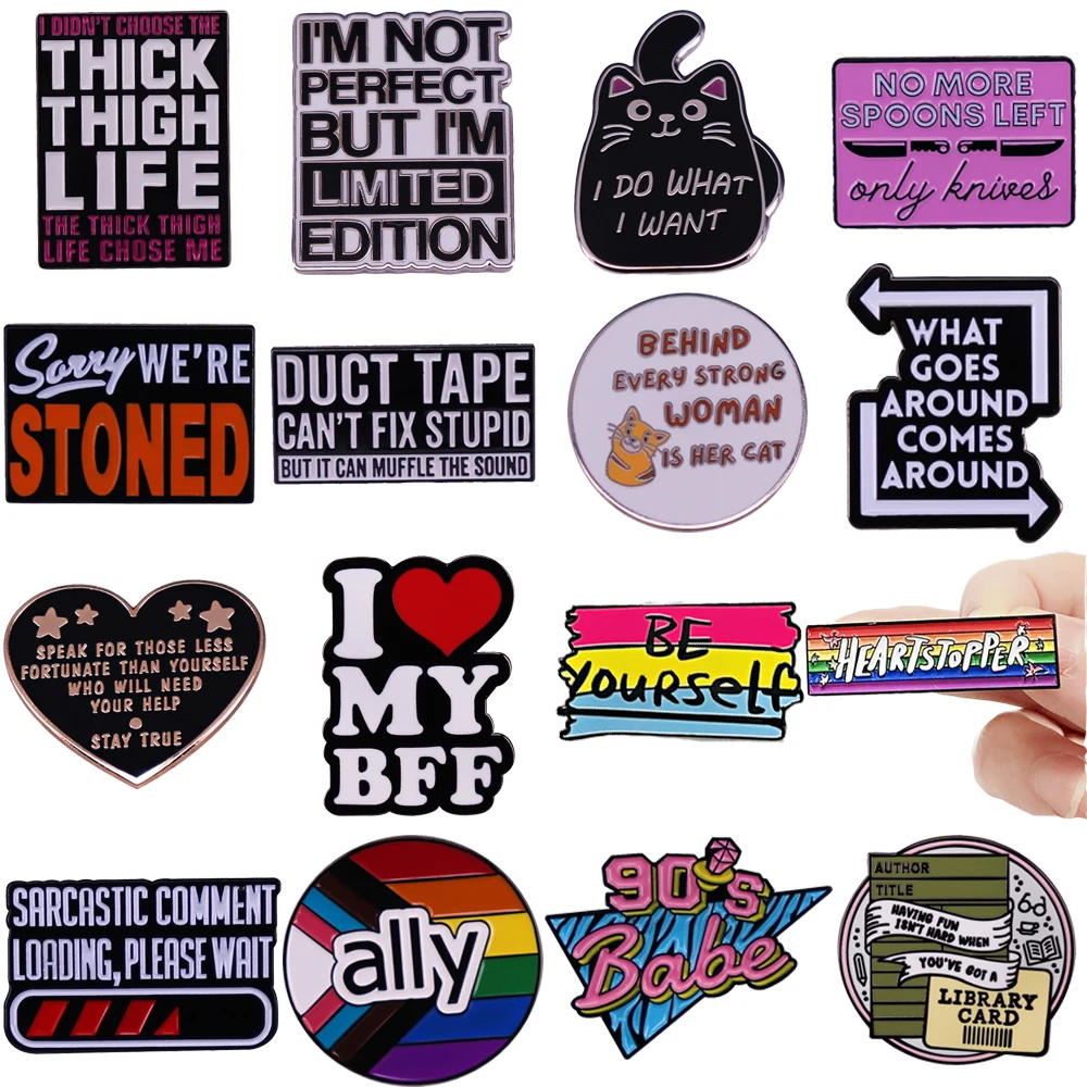 

Badges on Backpack Briefcase Badges With Anime Pins Quotations Lapel Pins for Backpacks Accessories for Jewelry Enamel Pin Manga