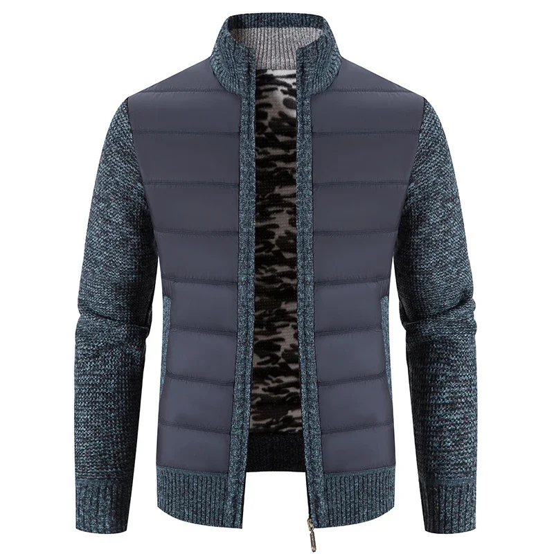 

Winter Thick Fleece Cardigan Men Warm Sweatercoat Fashion Patchwork Mens Knittde Sweater Jackets Casual Knitwear Outerwear Men