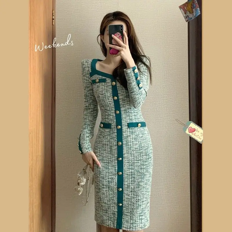 

Hepburn French Style Dress for Women 2023 Spring Autumn New Fashion Little Fragrance Light Luxury Royal Sister Wrap Hip Skirt