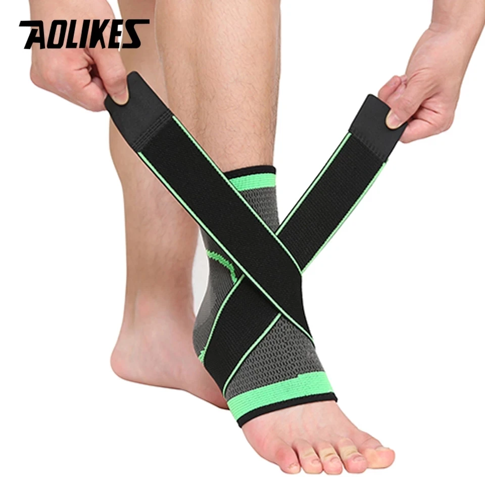 AOLIKES 스포츠 발목 버팀대 압축 스트랩 슬리브 지지대, 3D 직조 탄성 붕대, 발 보호 기어, 체육관 피트니스, 1 개