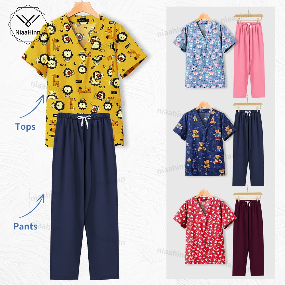 

Разноцветная медицинская униформа для женщин, аксессуары для медсестер, модная унисекс Одежда с принтом для больницы