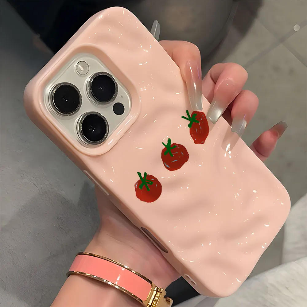 Charming Red Tomato Pattern Wave Texture Shockproof Soft Phone Case