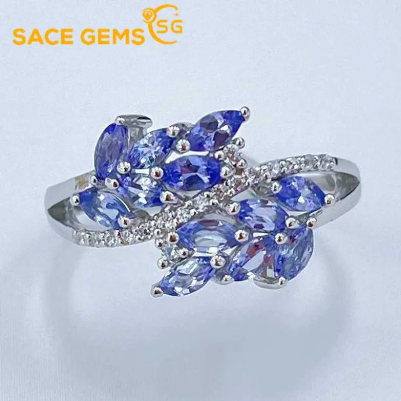 Sace Gems Fashion Ridimensionabile 2*4Mm Anelli Di Tanzanite Naturale Per Le Donne 925Sterling Silver Wedding Party Fine Jewelry Festival Gift