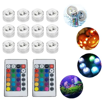 원격 제어 RGB 잠수정 LED 조명, 방수 수중 조명 야간 램프, 물고기 탱크 연못 결혼식 파티용