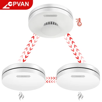 CPVAN 무선 연동 연기 및 열 감지기, 배터리 수명 10 년, 스마트 화재 및 열 경보